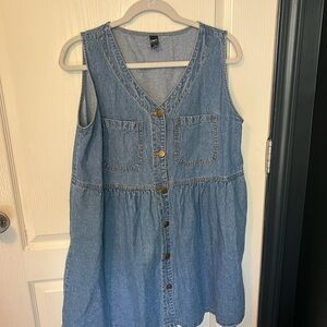 Sleeveless Denim Button-Down Dress